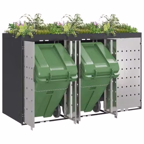 vidaXL Wheelie Bin Storage for 3 Bins in Anthracite Steel