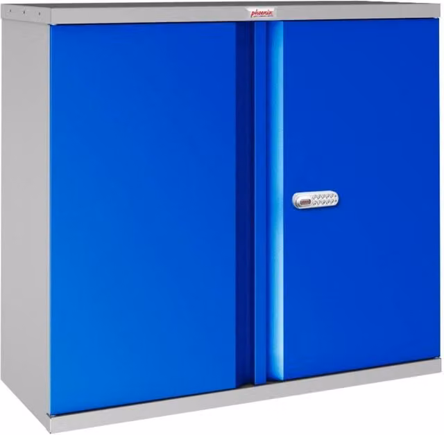Phoenix Safe Company SC1010GBE Blue Metal Stationery Cupboard with Electronic Lock and Adjustable Shelves