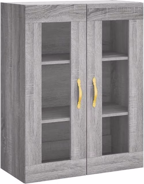 Berkfield Home Wall Mounted Cabinet in Grey with Glass Doors, W/D/H: 69.5 x 34 x 90 cm – 1