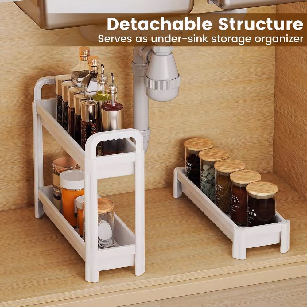 Costway 3-Tier Rolling Storage Cart Slim Bathroom and Kitchen Organiser in White – 3