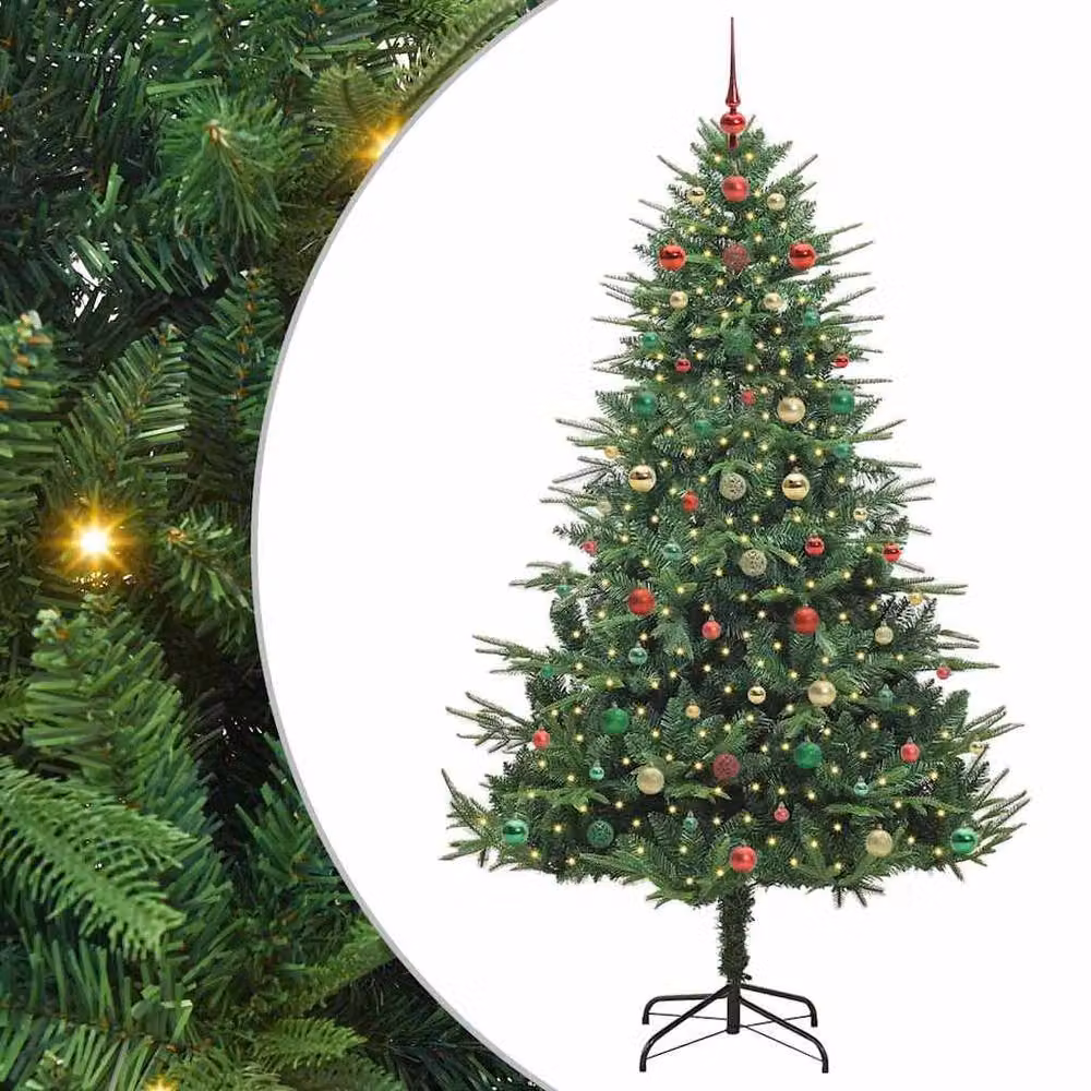 Berkfield Home Artificial Pre-lit Christmas Tree with Ball Set, Green, Height: 210 cm – 2