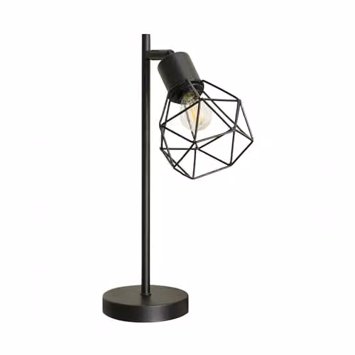 ValueLights Angus Black Metal Geometric Basket Shade Table Lamp with LED Bulb – 1