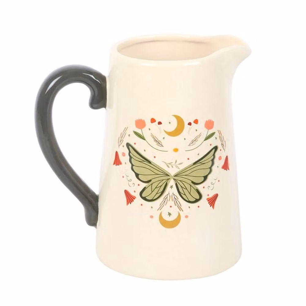 Uniqueful Fairy Wing Ceramic Floral Jug in White and Multicolour, 1000ml – 2