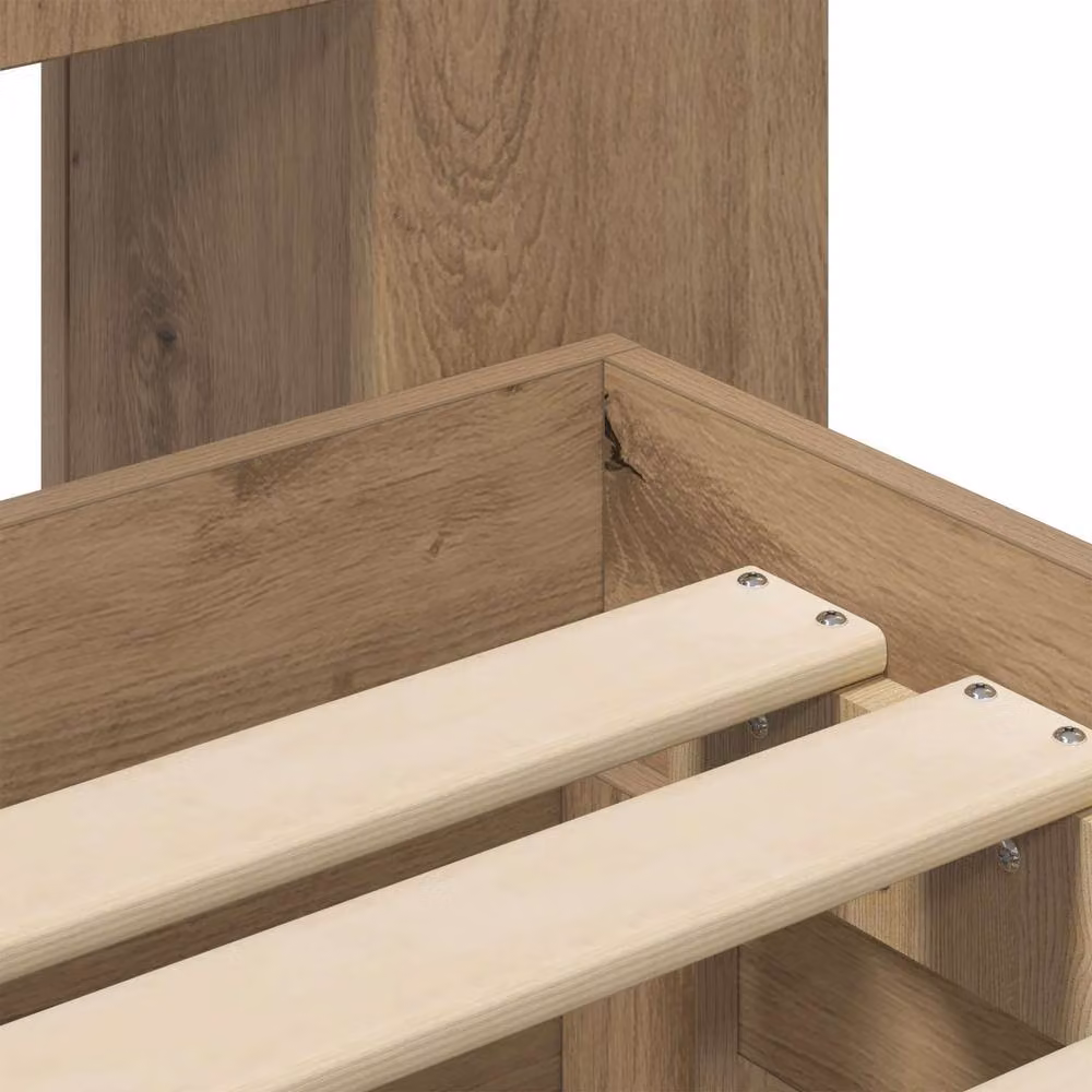 Berkfield Home Artisan Oak Bed Frame with Storage Drawers in Brown, W/D/H: 80 x 200 cm – 3
