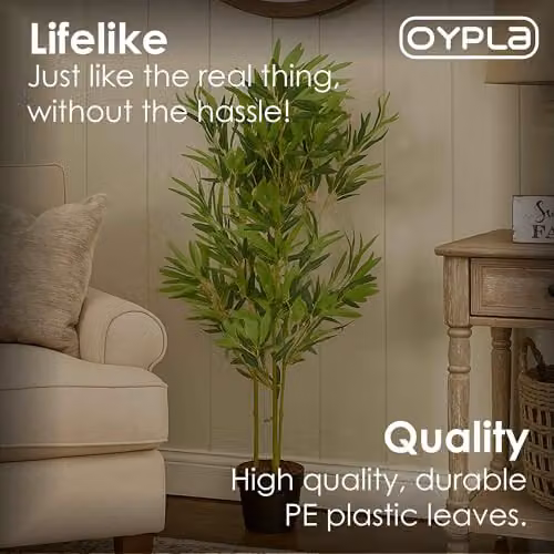 Oypla Artificial Bamboo Tree Plant in Green, Height: 120 cm – 4