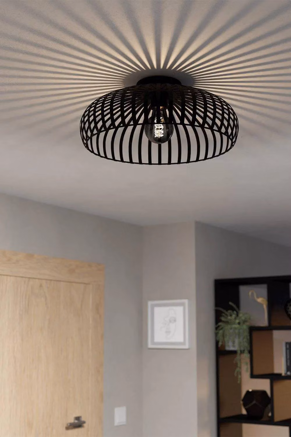 Eglo Mogano Black Metal Wireframe Flush Ceiling Light, Diameter: 43 cm – 2