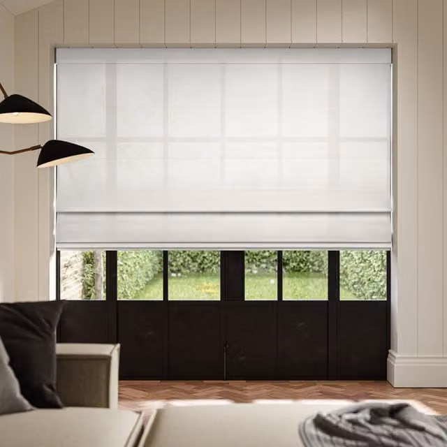 ANTE DECOR Karrika No Joins Sheer Made To Measure Roman Blind in Ice White