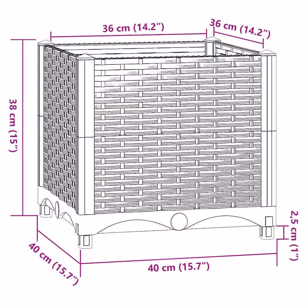 Berkfield Home Grey Polypropylene Raised Bed W/D/H: 40 x 40 x 38 cm – 2