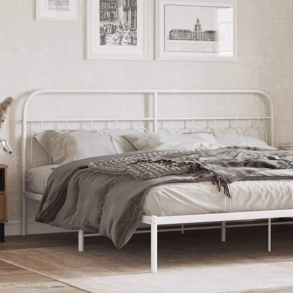 Berkfield Home Classic Metal Headboard in White, 200 cm – 2
