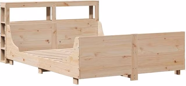 Berkfield Home Sleek Small Double Bed Frame in Natural Solid Pine, W/D/H: 190 x 120 x 82 cm