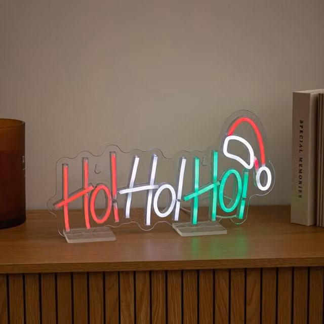 Samuel Alexander 40cm Ho Ho Ho Neon-Style LED Light Up Christmas Decoration in Multicolour – 1