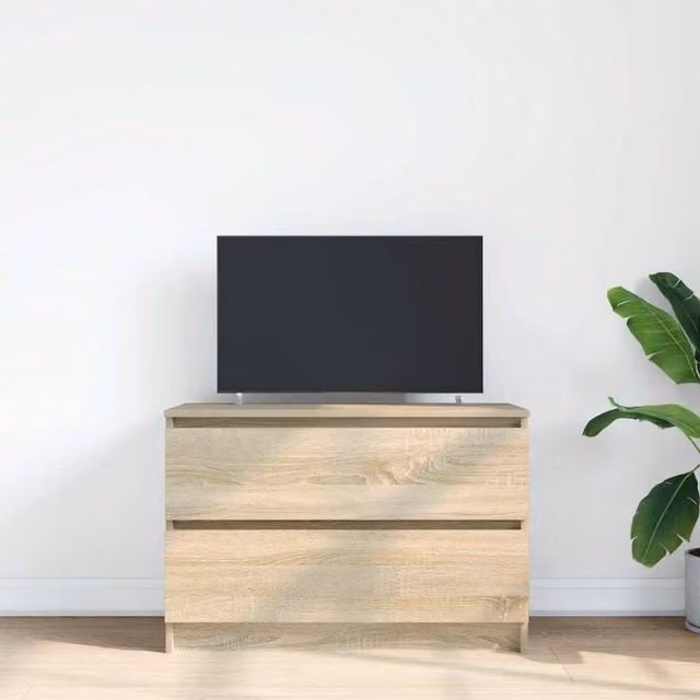 Berkfield Home Sonoma Oak TV Cabinet in Beige, W/D/H: 80 x 35 x 54 cm