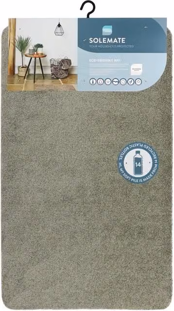 SOLEMATE Eco-Friendly Rectangular Door Mat in Black and Grey