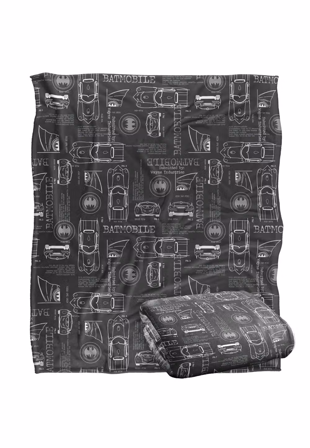 Batman Be Vigilant Pattern Officially Licensed Super Soft Silky Touch Throw Blanket, White, W: 152 cm, D: 127 cm – 2