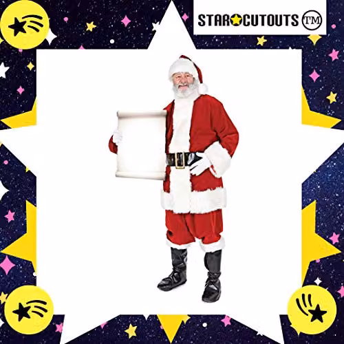 Star Cutouts SC15 Lifesize Santa Father Christmas Decoration with Small Sign, Red and Multicolour, Height: 180 cm – 3