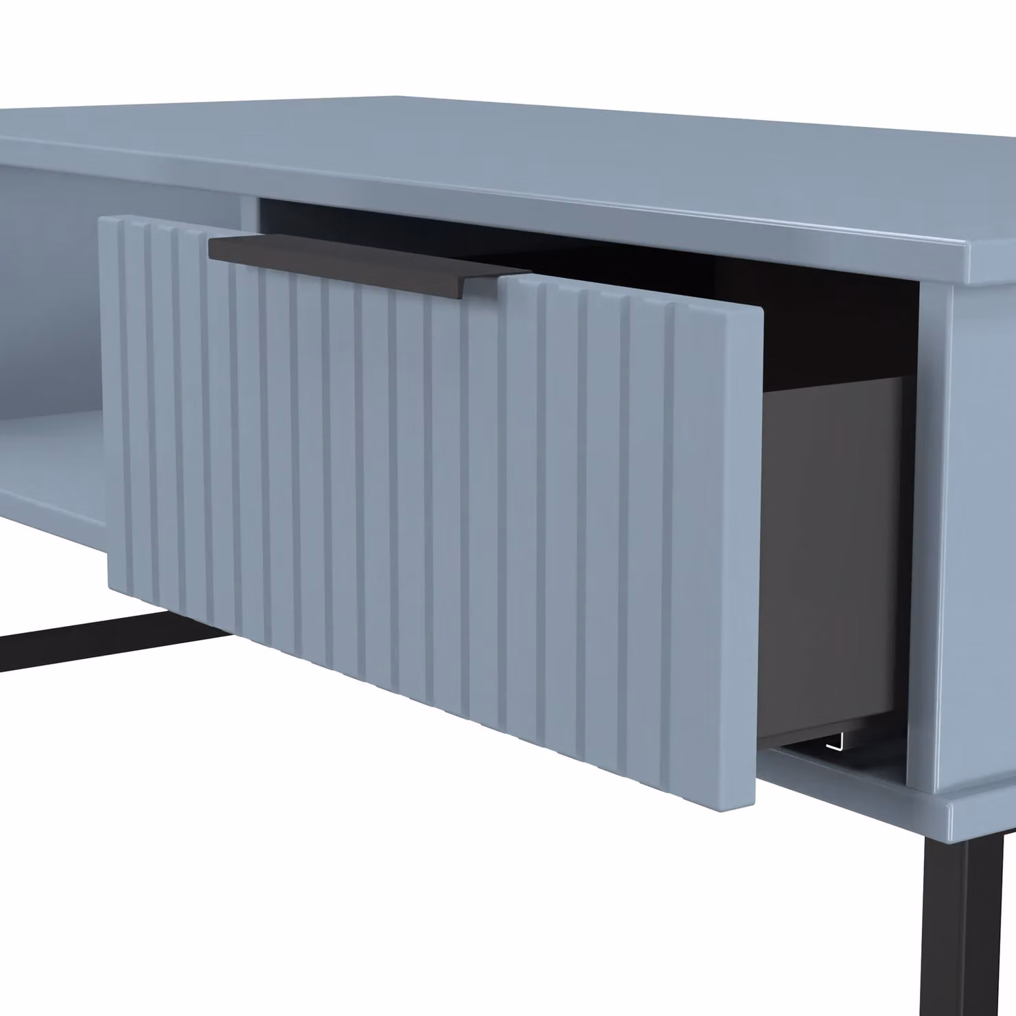 2 U Menai 1 Drawer Coffee Table in Light Blue and Black with Metal Sled Base – 3