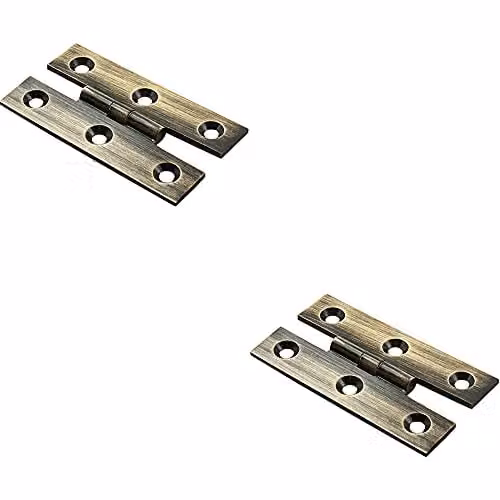 Loops 2 Pack Antique Brass H Pattern Cabinet Hinges W: 63 mm, H: 38 mm, D: 2 mm