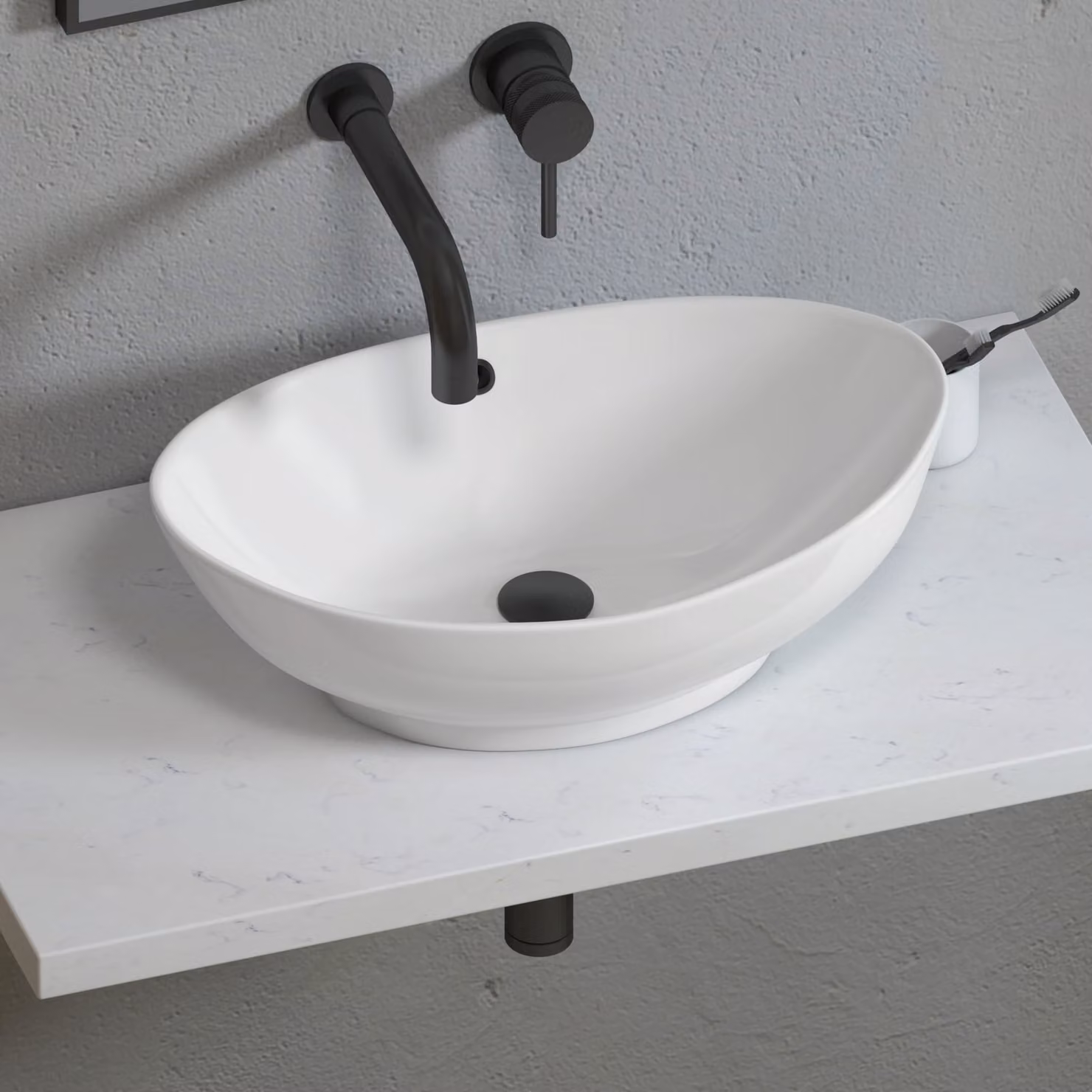 Royal Bathroom Amaze Oval Ceramic Countertop Basin Vessel in White, Width: 58.8 cm
