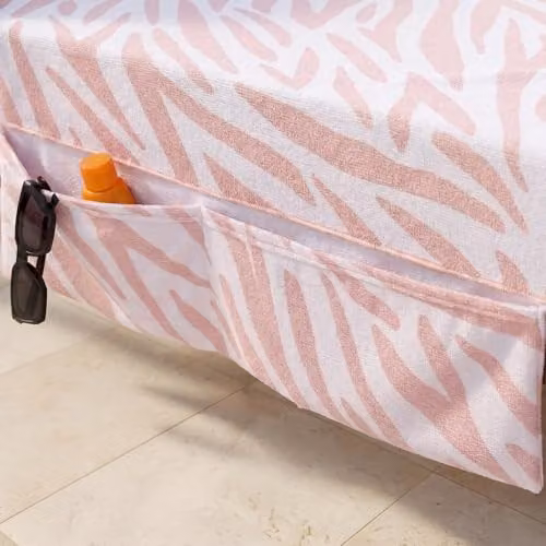 OHS Quick-Dry Absorbent Microfibre Beach Towel with Bag, Beige Zebra Print, W/D/H: 75 x 215 cm – 2