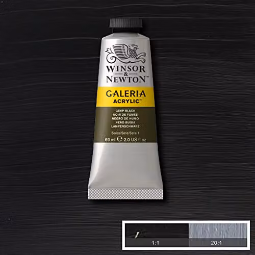 Winsor & Newton Galeria Acrylic Paint, Lamp Black, 60 ml – 3