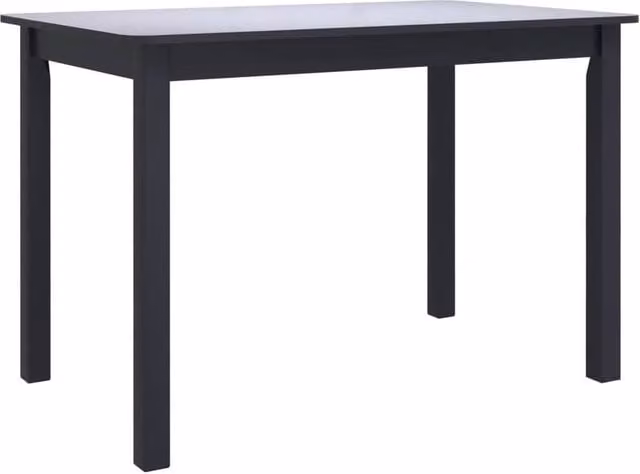Berkfield Home Modern Black Rectangular Dining Table in Solid Rubberwood, W/D/H: 114 x 71 x 75 cm – 1