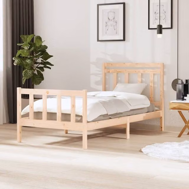 Berkfield Home Rustic Solid Pine Wood Bed Frame, Brown, W: 100 cm, D: 200 cm