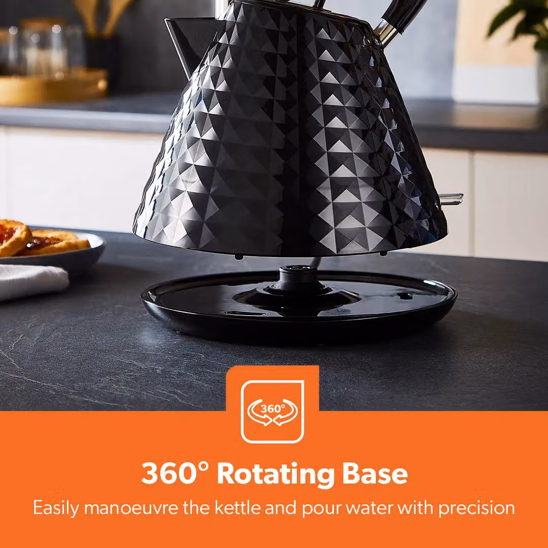 Geepas 1.5 l Cordless Traditional Pyramid Electric Kettle, 2500 W, Black – 6