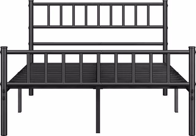 Yaheetech Black Metal Industrial Bed Frame with Storage Space, W/D/H: 120 x 200 cm