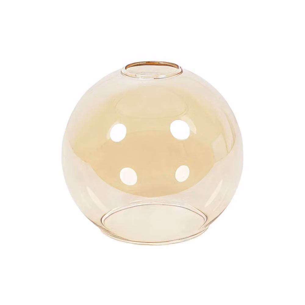 ValueLights Bellamy Amber Transparent Glass Sphere Ceiling Light Shade with Warm White LED Bulb, Width: 15.24 cm – 2