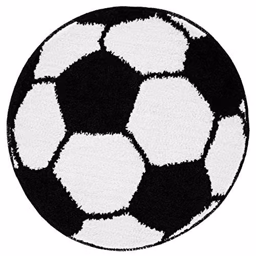 Catherine Lansfield It's A Goal Football Shaped Kids Rug, Multicolour, W/D/H: 62 x 62 x 66 cm – 4