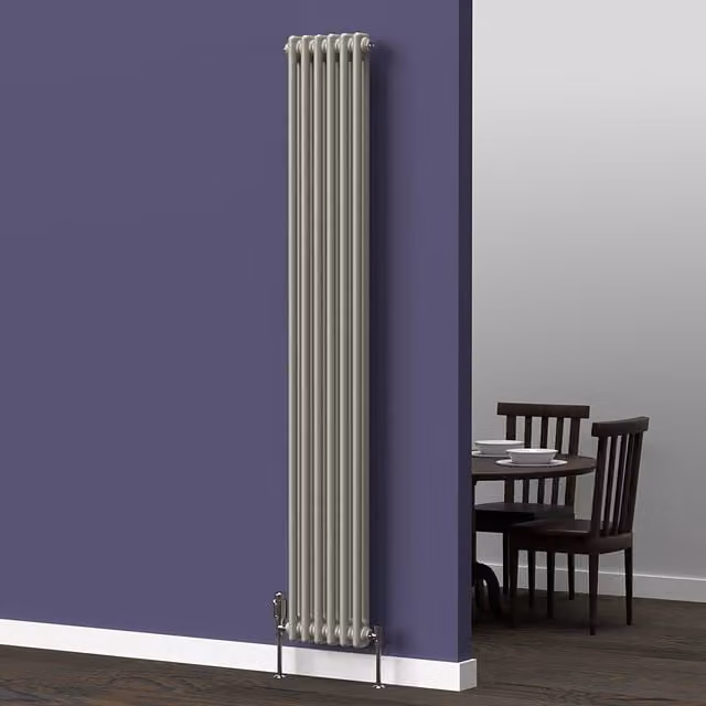 Lux Heat Vertical Coloured Column Radiator in Dune Grey, H 180 cm x W 29 cm