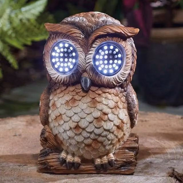 Marco Paul Solar Blinkin Owl Garden Ornament in Brown, Height: 15 cm – 1