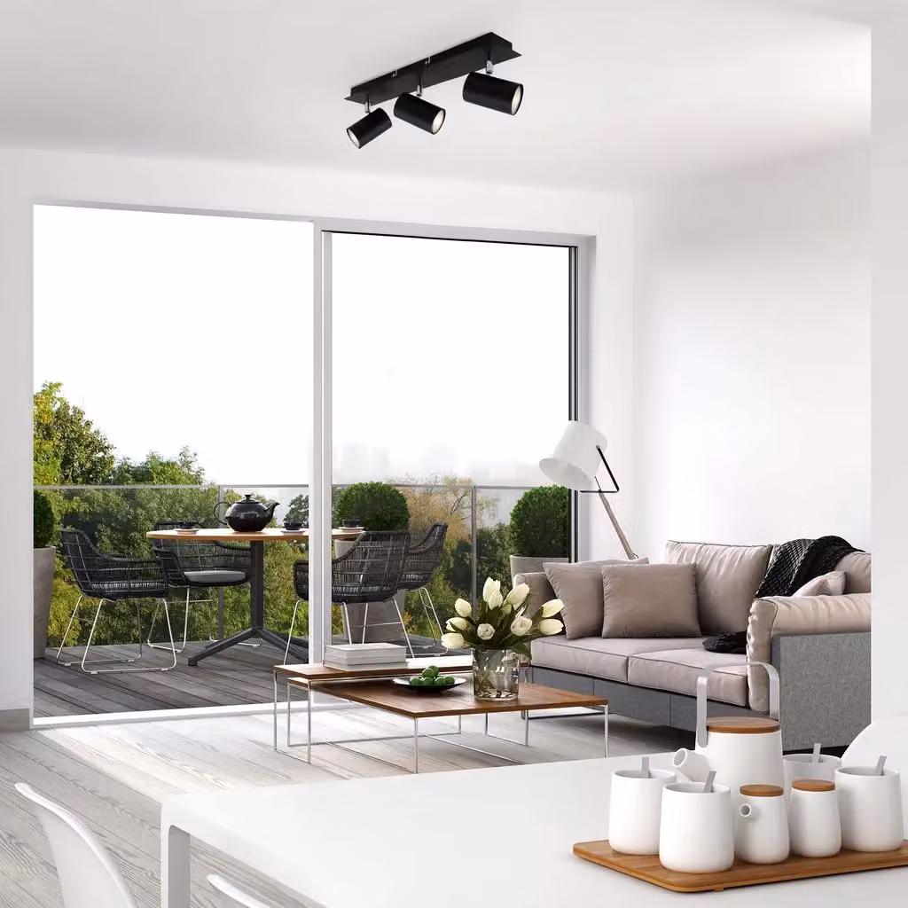 Briloner Black Adjustable Metal Ceiling Spotlight for 3xGU10 Bulbs – 4