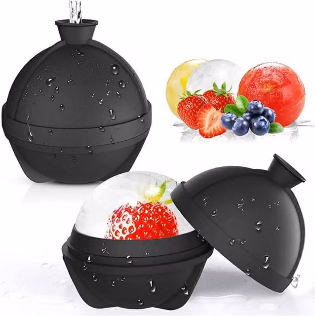 KDMD 2 Pack Ice Hockey Silicone Ice Cube Molds for Freezer and Whiskey in Black