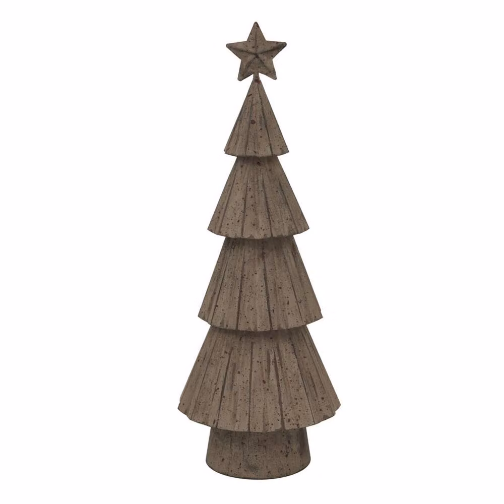 Lemon Pavilion Rustic Metal Tabletop Christmas Tree with Star in Brown and White, W: 11 cm, D: 11 cm, H: 32 cm – 2