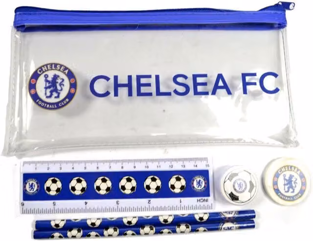 Chelsea FC Blue Plastic School Stationery Box Case with Zip
