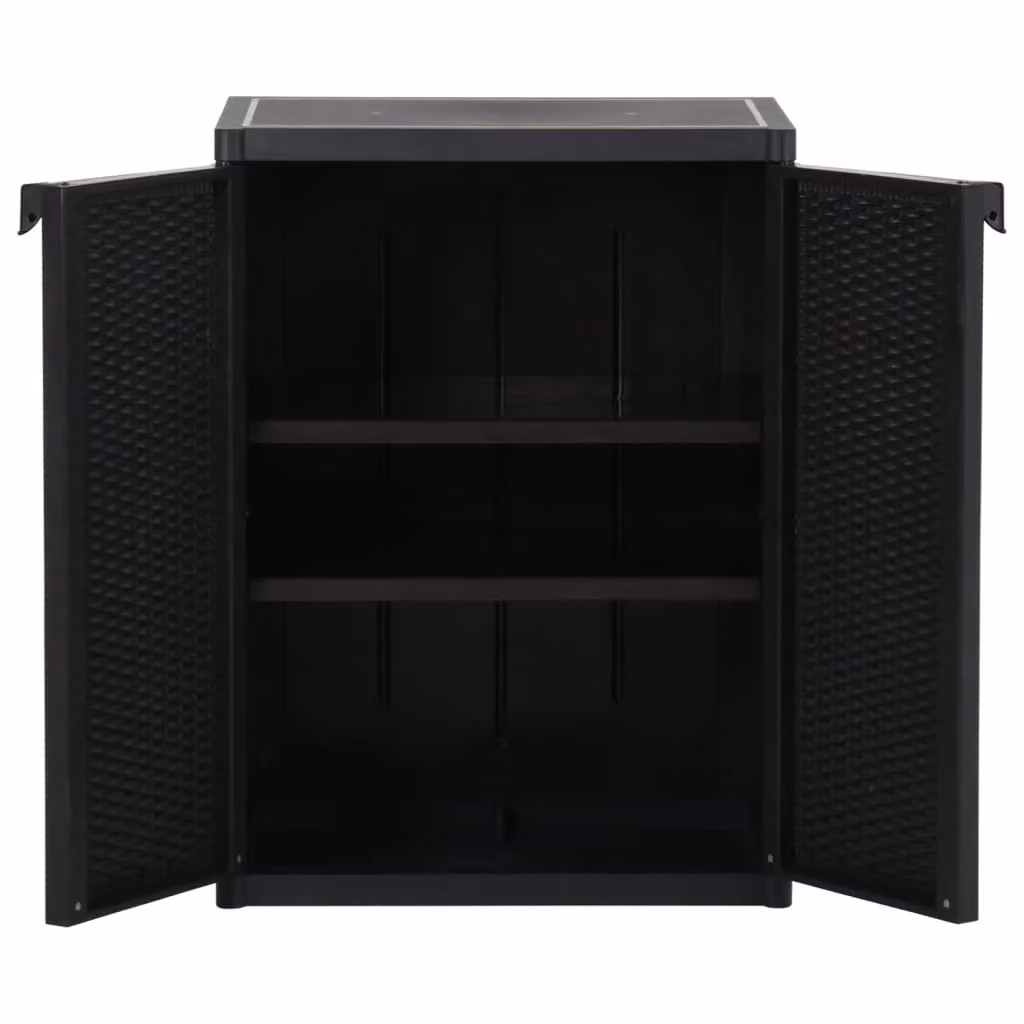 Berkfield Home Black Rattan Garden Storage Cabinet with Hinged Doors, W/D/H: 65 x 45 x 88 cm – 3