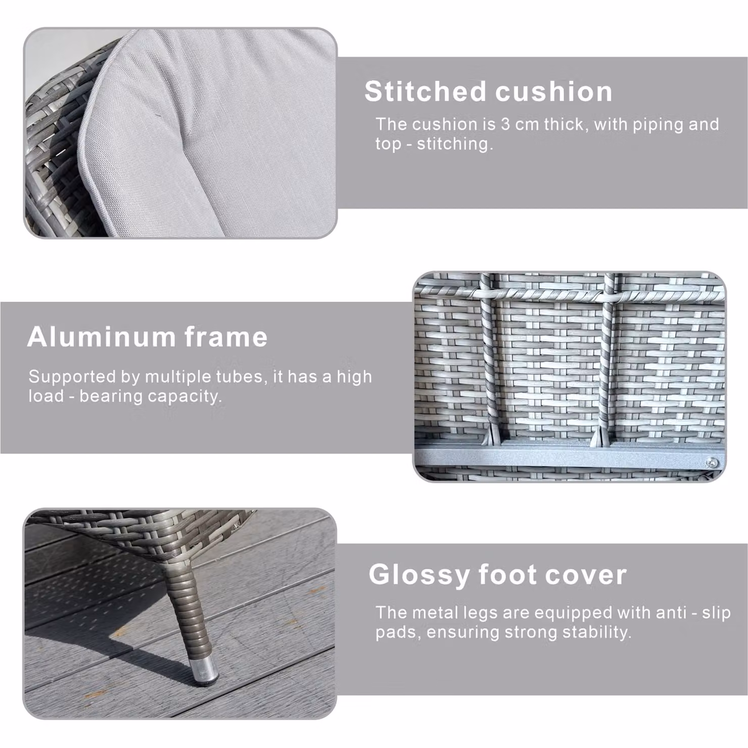 Direct Wicker 2-Piece Grey PE Rattan Outdoor Dining Chairs for Garden and Terrace – 3