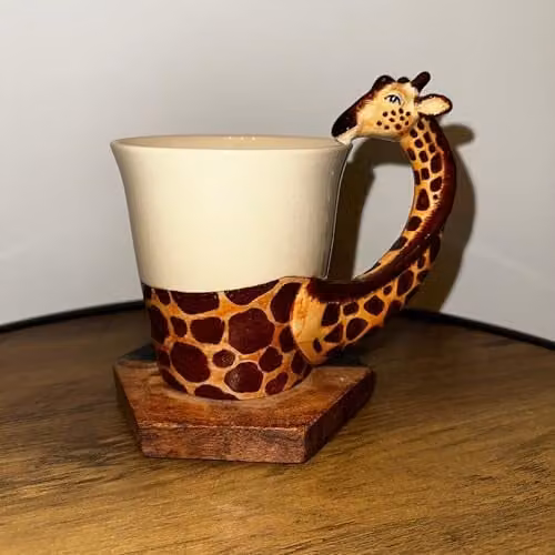 Handmade Ceramic Giraffe Design Mug in White and Multicolour by On Trade Winds – 6