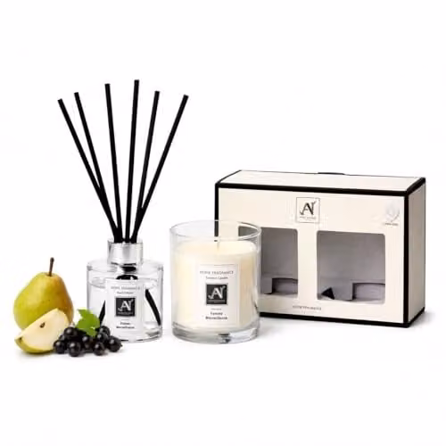 Aroma Naturals Minimalist Luxe Candle and Reed Diffuser Gift Set Femme Merveilleuse in White