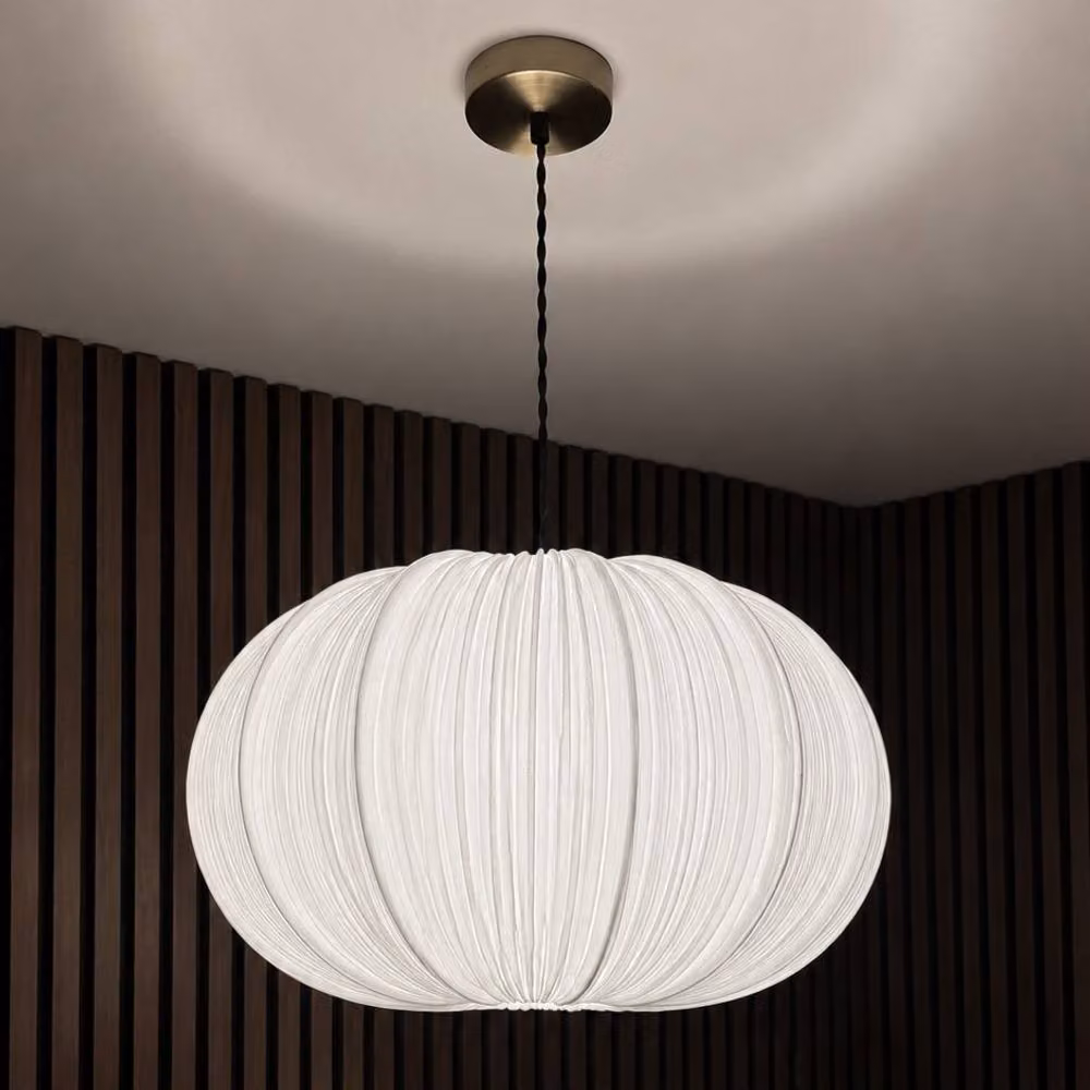 CGC Lighting Palmira White Large Oval Ruffled Silk Fabric Lampshade W: 45 cm, H: 28 cm – 2