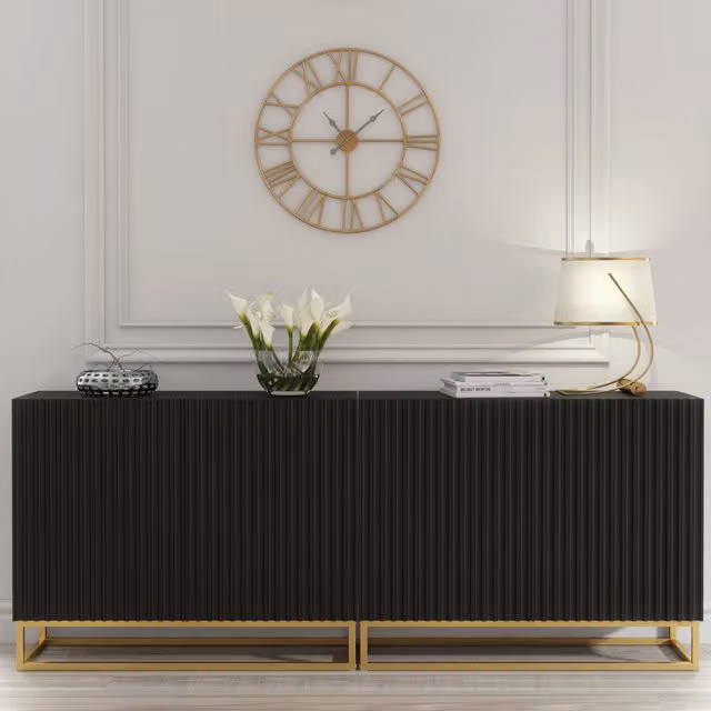 Creative Furniture Ripple Duo Sideboard in Black and Gold, Width: 200 cm