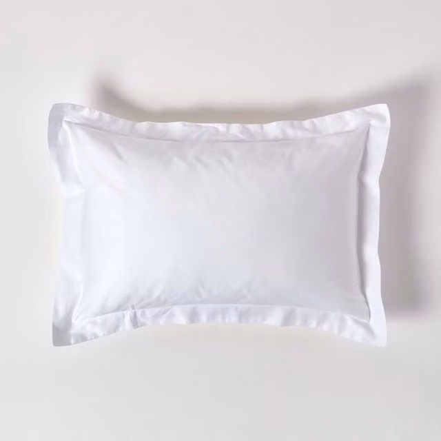 Homescapes Organic Egyptian Combed Cotton Oxford Style Pillowcase, White