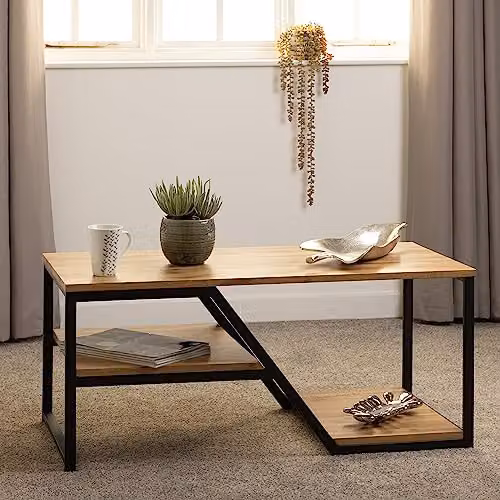 Seconique Durham Industrial Coffee Table in Oak and Black – 2