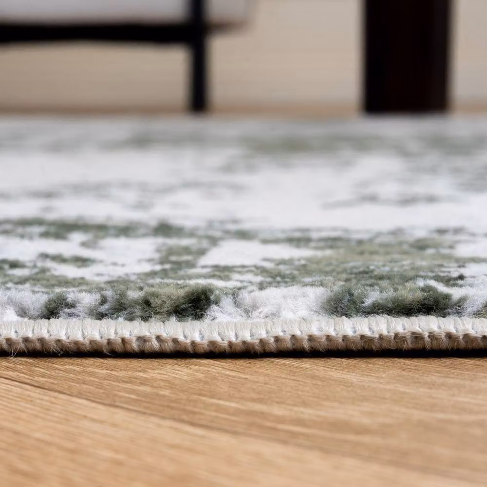 THE RUGS Elaris Stain Resistant Abstract Area Rug in Green and Light Grey, W/D: 120 x 170 cm – 5