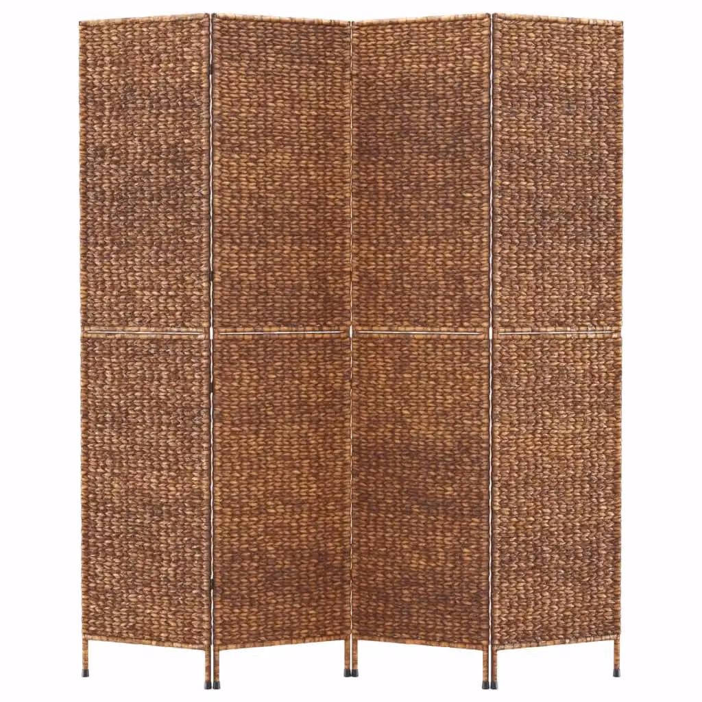 Berkfield Home 4-Panel Room Divider in Brown Water Hyacinth and Rattan, H: 180 cm x W: 163 cm – 2