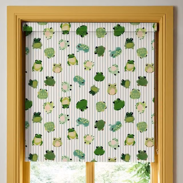 Wee Blue Bell Little Frogs Translucent Made To Measure Roller Blind, Multicolour Pond Design