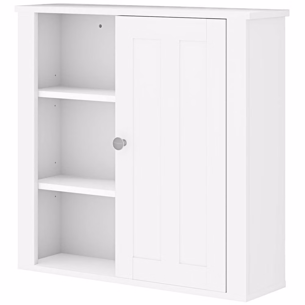 STILVORA Modern White Matt Bathroom Wall Cabinet with Internal Shelves and Hinged Doors – 2