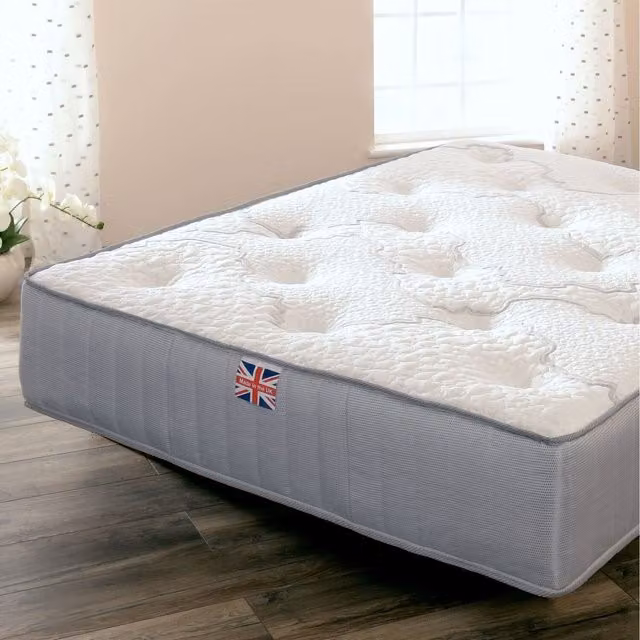 Comfy Living Hybrid Pocket Sprung Mattress with Memory Foam and Wool in Silver, W/D/H: 180 x 200 cm