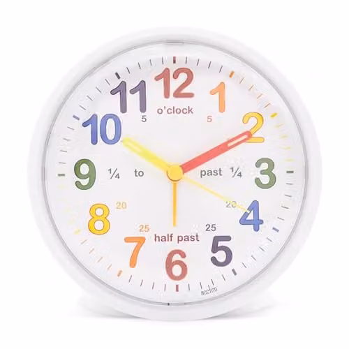 Acctim Lulu 2 Analogue Teaching Alarm Clock for Kids, White, Non-Ticking Sweep Movement